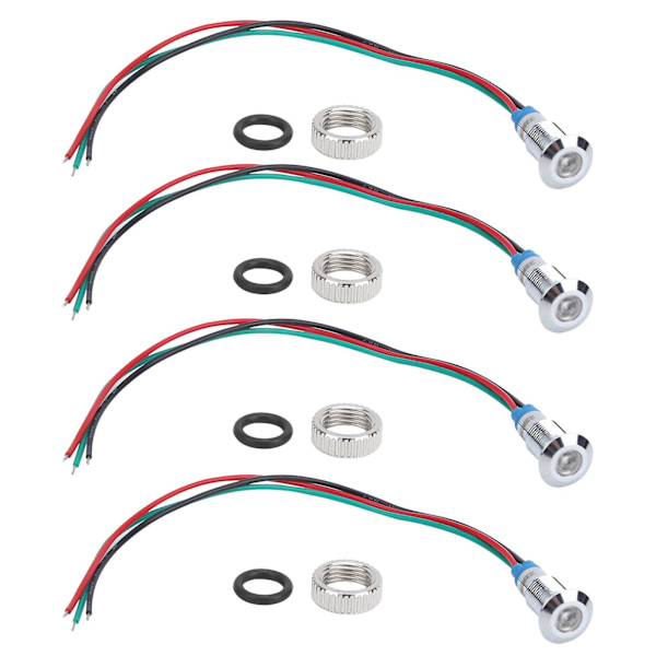 220V 8mm Vattentät Metall LED Indikatorlampa Signal 2Färg Gemensam Anod (Röd Grön) - Set om 4