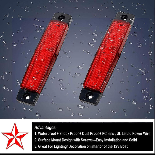 10-pack 6 LED 9,7 cm Lastbils släpvagns blinkers, röda markeringslampor, lastbilshyttens bakre markeringslampor (röda)