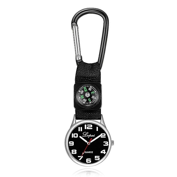 Lommeur Karabinhage Clip Quartz Ur med Flettet Rem til Vandreture Rejser Klatring Mode Afslappet Sygeplejerskeur (nior)