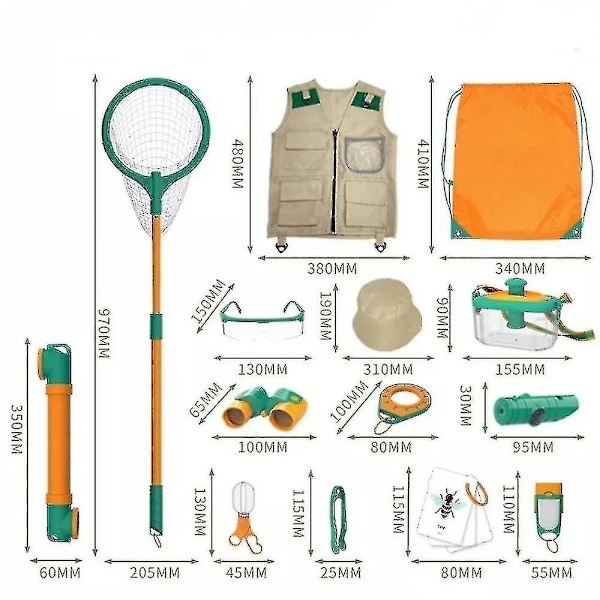 Kids Outdoor Explorer Kit Kids Binoculars Adventure Insect Catch Kit Camping Toy Cargo Vest Hat Set Adventure Set For Boys And Girls Children Gift(sty