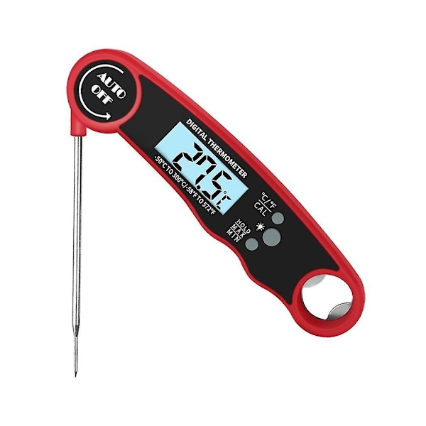 Kötttermometer, Instantläsning, Digitalt Mattermometer, Bakgrundsbelyst LCD-Skärm Vikbar Lång Sond