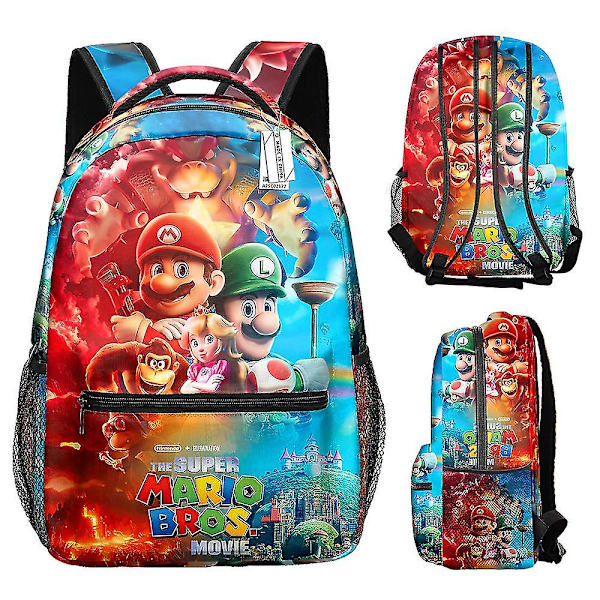 Lasten Super Mario 3D-tulostettu reppu pojille ja tytöille, ala-asteen ja esikoulun oppilaille, koululaukut, reput, lahjat C