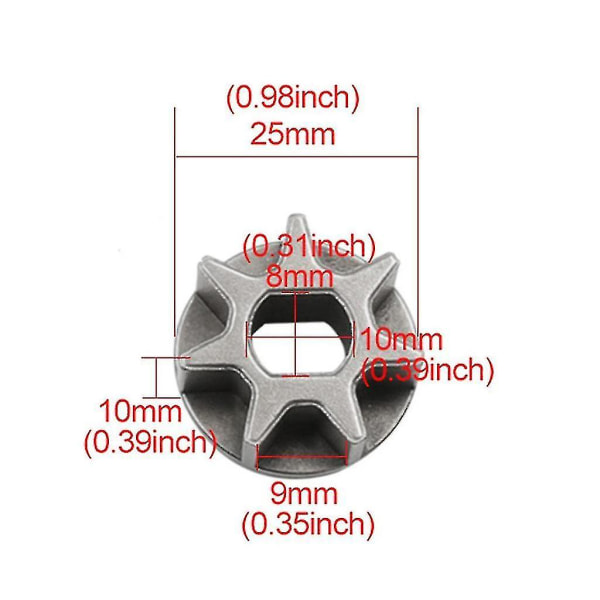 Kædesavskæde gear tandhjul drev udskiftning gear tandhjul elværktøj 6 tooth sprocket 912