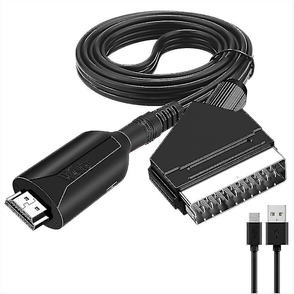 HDMI til SCART Kabel 1 Meter Lang Direkte Forbindelse Praktisk Konvertering Fg