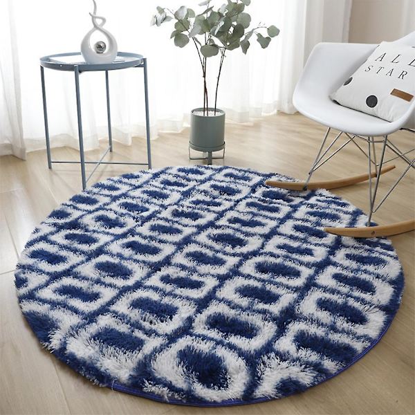 Runde tepper Myke Komfortable Fluffy Shaggy Høyhaug Tepper For Stue Soverom Round Floor Mat-9 Diameter 40cm
