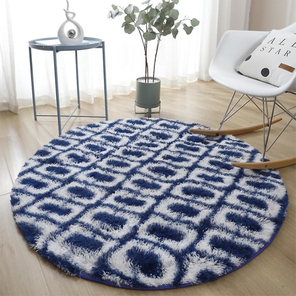 Rundt tæppe Blødt Behageligt Fluffy Shaggy Høj Bunke Tæppe Til Stue Soveværelse Round Floor Mat-9 Diameter 40cm