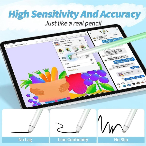 2 st Universal Pekskärmspennor, hög känslighet Fibertoppar, passar för / surfplatta och alla pekskärmar - a (FMY)