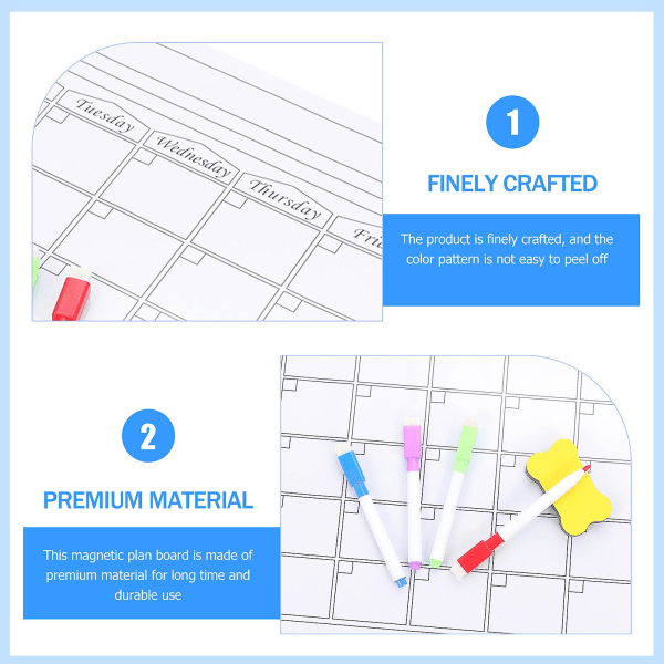 Viskelæder Hvide Tavler Magnetisk Skema Note Tør Slet Kalender Køleskab Magnetisk Pligt Diagram Kalender Månedlig Whiteboard