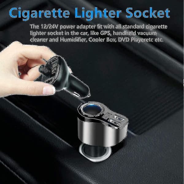 4-i-1 USB C Billader 36W USB Sigarettenneruttak Splitter Adapter