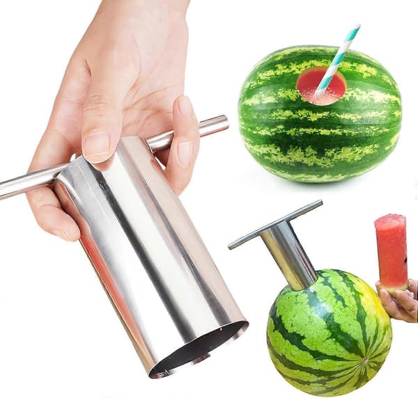 Watermelon-utskjærer i rustfritt stål - Melonåpner med rund skive - Melonfjerner for juicing-tilbehør