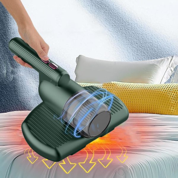 Handhållen dammsugare madrass trådlös säng dammsugare djup madrass rengöring högfrekvent dubbel takt lämplig för sängkläder soffa andra tygytor Green One Size
