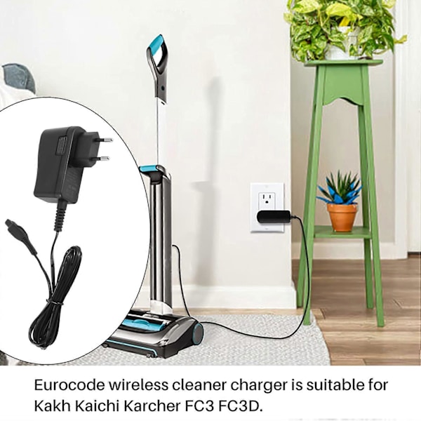 Intelligent oplader strømforsyning til Karcher FC3 FC3D trådløs rengøringsoplader, EU-stik