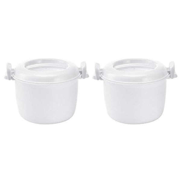2 stk Gjenbrukbar Mikrobølgeovn Ris Cooker Praktisk Multifunksjonell Mikrobølgeovn Ris Cooker Matboks White