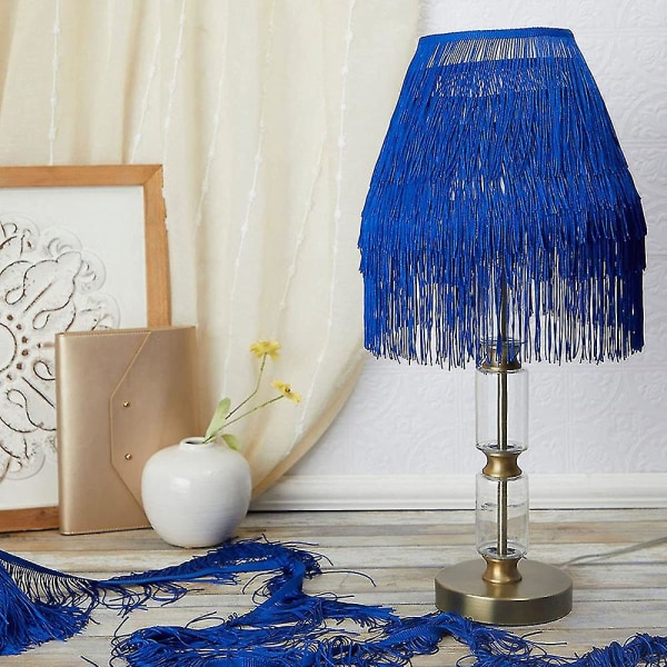 10m Sytråd med frynser - Frynsepynt 15cm/10cm Bredde for Skjørt Brudekjole Lampe Skjerm Dekorasjon Royal Blue 15cm