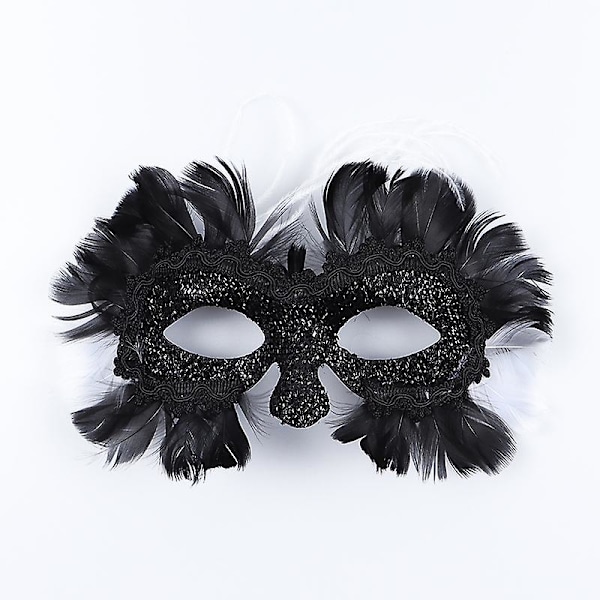 Cruella Mask Halloween Movie Cosplay Black White Feather Eye Masks Gothic Punk Style Cosplay Witch Masquerade Evening Party Mask