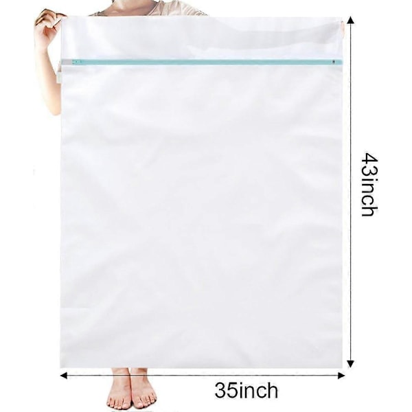 Stor Vaskenett Vaskepose XXL 90x110cm 2 Pakk Vaskeposer Gjenbrukbare Vaskenett med Glidelås Stor for Vaskeposer Vaskepose Vaskemaskin Di