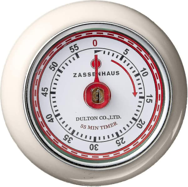 Magnetisk Retro Køkken Timer, Klassisk Mekanisk Madlavningstimer (rød) Cream