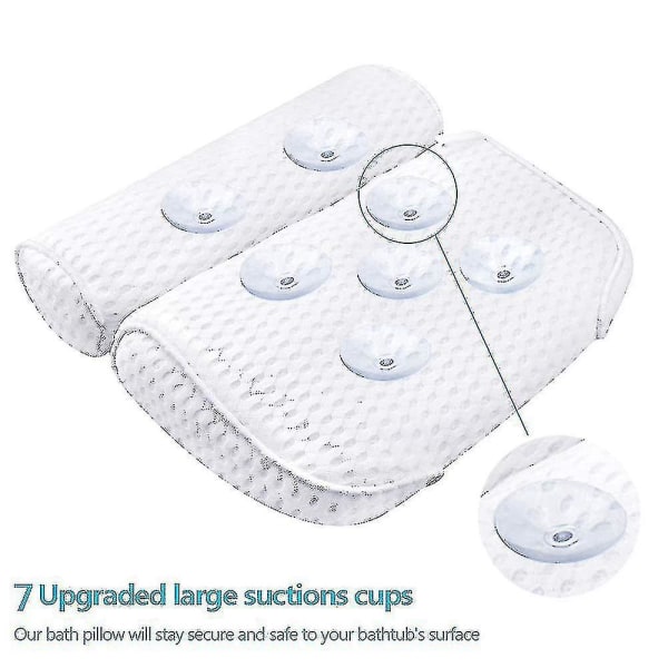 Kylpytyyny Spa Kylpyamme Ergonomiset Ammeelle Kaulan Pään Olkapäät Tyynysuojatyyny Päätuki Luxe Pehmeä 3d Mesh B-White