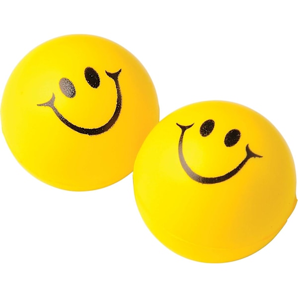 JUSCH SAYTAY Stressbollar med Smiley-ansikte (Storpack med 24) för Barn och Vuxna, 5 cm Gula Roliga Glada Ansiktsbollar för Ångestlindring, Handterapi