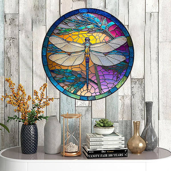 15cm Akryl Dragonfly Dekoration Med Reb, Farvet Imitationsglas Dragonfly Girland, Have Dekoration C