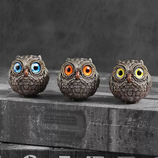 Heldig Ugle Guardian - Den Vise Vagter, Retro Ugle Dekoration Figurer Hylde Dekoration blue