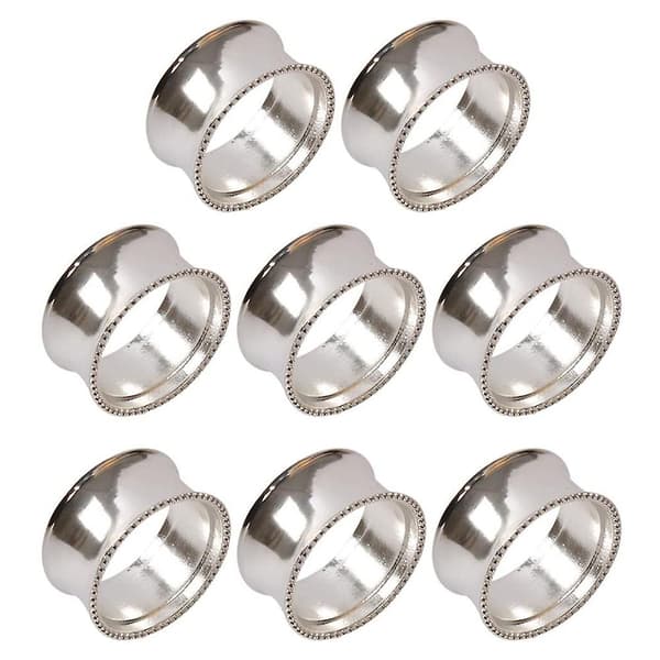 8 stycken legeringspärlade servettringar Delikat servetspänne (Silver) silver