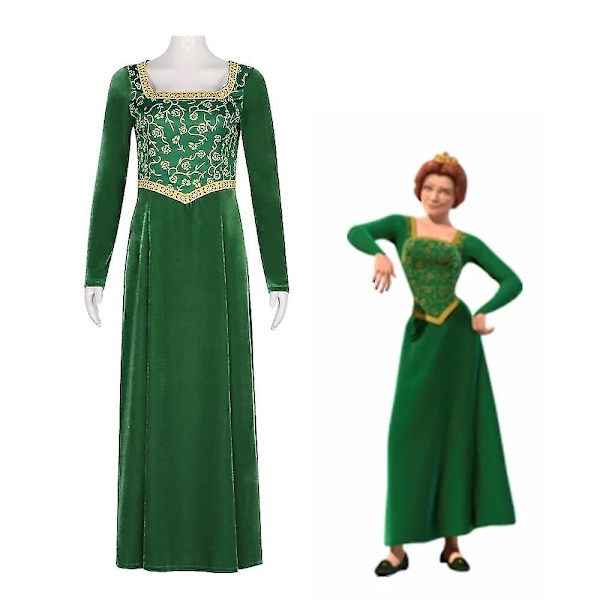 Högkvalitativ 2024 Cos Anime Prinsessan Fiona Grön Klänning Fiona Klänning Shrek Kostym Halloween Fancy Fantasy Party Dräkt Rollspel För Vuxen Kvinna Dress XXXL Cosplay