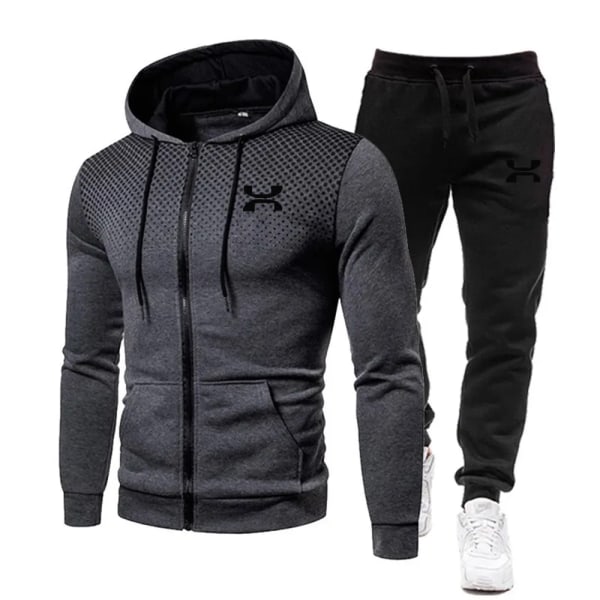 2023 Fashion Tracksuit til mænd Hoodie Fitness Gym Tøj Mænd Løbesæt Sportswear Jogger Mænds Tracksuit Vinterdragt Sport Dark grey an B XXL