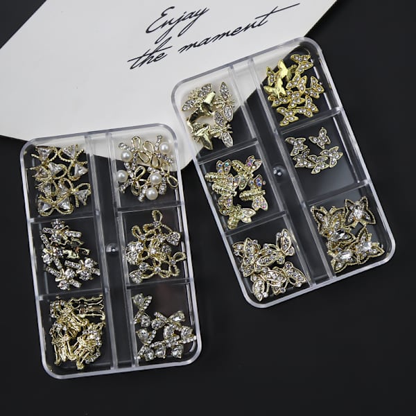 Planet Nail Art Charm Båge/Hjärta Forma Naglar Rhinestone Ädelsten Kristall, 3D Nagelkonst Dekoration Metall Naglar Naglar Nagelkonst Smycken 11 11