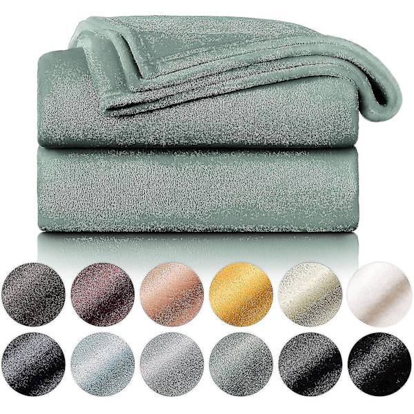 Blød og Koselig Pude - Høj kvalitet tæppe, Super blødt fleece tæppe som sofa tæppe, sengetæppe eller stue tæppe Summer Green 230 x 270 cm