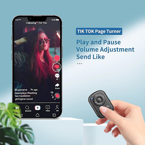Tik Tok Bluetooth-fjärrkontroll, Tik Tok Scroll Remote Photograph Page Turner, kompatibel med Iphone, Android, Ipad  (FMY)