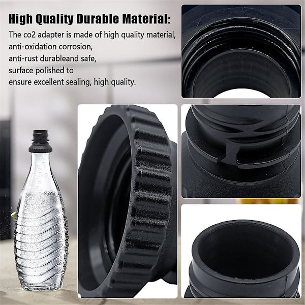 Soda-flaske adapter for Terra Glass Bottle Quick Connect Soda Bottle Attachment Refill Cap Black