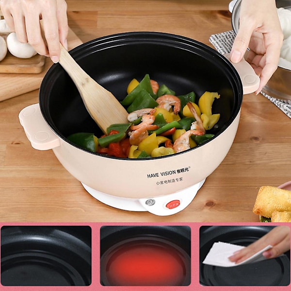 Multifunksjonell non-stick elektrisk komfyr steamer kjøkken hot pot matlagingsverktøy White Single Layer