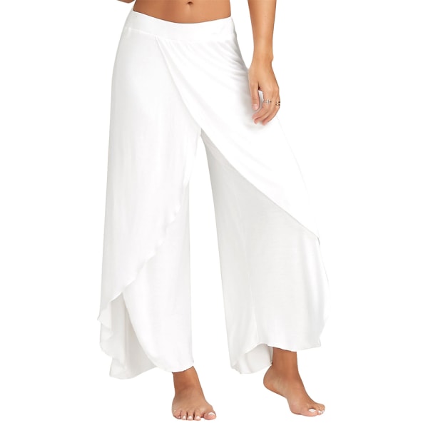 Yogabyxor med delade vida ben för kvinnor, casual white XL