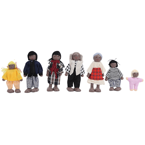 Familie Dukkefigurer Pine Miniature Mennesker Legetøjs Sæt Ornament Uddannelsesmæssigt Dukkehuss Tilbehør 4