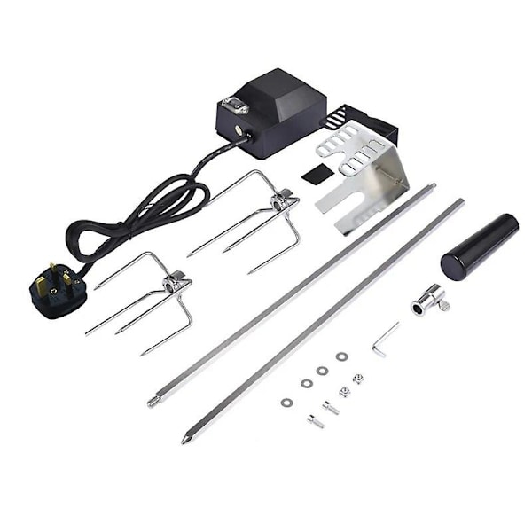Automatisk rotisserisett i rustfritt stål Bbq rotisserisett Grill rotisserisett for grilling av pølser kyllingbiff UK Plug