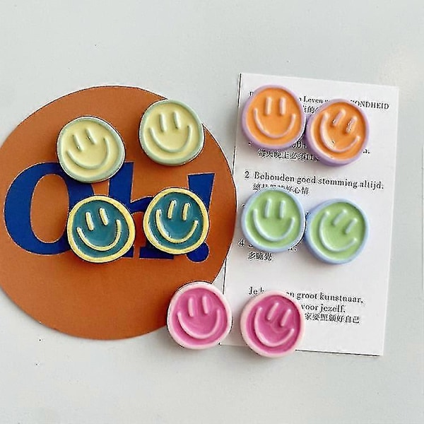 Tegneserie Smiley Ansikts Kjøleskapsmagneter Nordisk Ins Vind Personlighet Hjemtavle Dekorasjon Foto Meldingstavle A