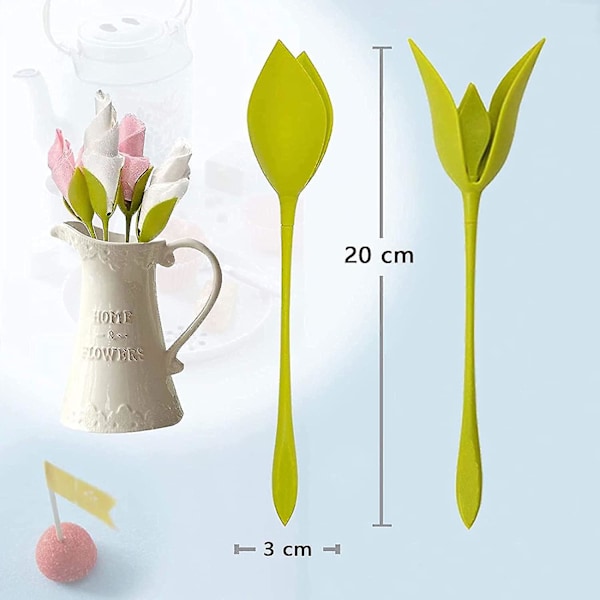 24 stk. Blomst Serviett Holder, Floral Dekorativ Serviett Holder, Grønn Stilkeformet Blomst Holder for Familie Selskap Borddekorasjon-dwdz