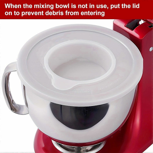 Sekoituskulhon kannet KitchenAid 4.5-5 Qt yleiskoneeseen, roiskesuoja läpinäkyvä kansi lisäaukolla Sets transparent