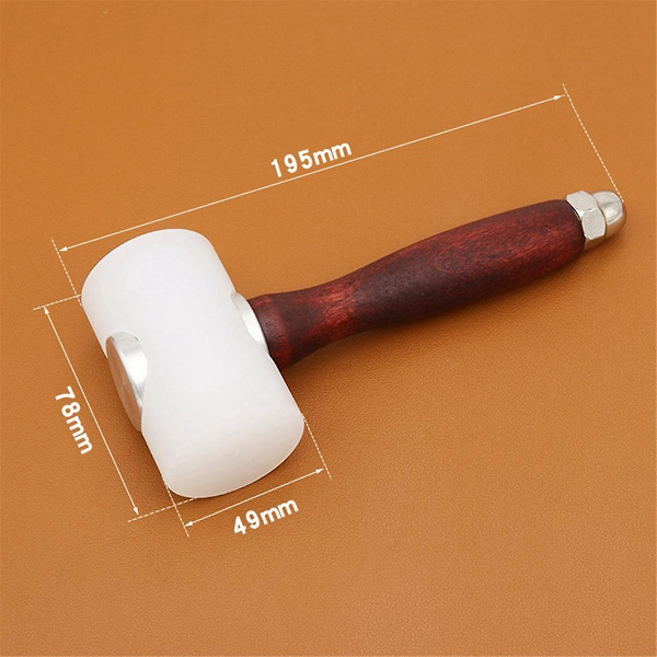 Trehåndtak Rett Hammer Lærutskjæringshammer Stempling Trykking Gravering Nylon Hammer DIY H