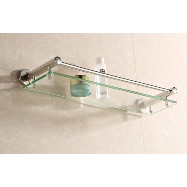 Glashylde til badeværelse - I 1 eller 2, vægmontering, aluminium, hærdet glas, bredde: 50 cm, inklusive monteringsmateriale - Badeværelseshylde, glashylde