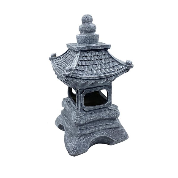 Solcellelys Udendørs Pagode Havefigur, Solcellefigur Havedekoration, Udendørs Havelygte, Led Havelys Med Simuleret Pagodeudsalg Gray Free Size