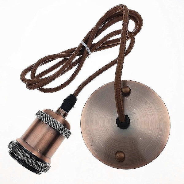 Hengende lampe Vintage Modern Industriell Stil E27 Lampeholder Sokkel Med 1,2m Flettet Rund Kabel-messing (rødbrunt) [energi klasse A+++] (shikai)-In s