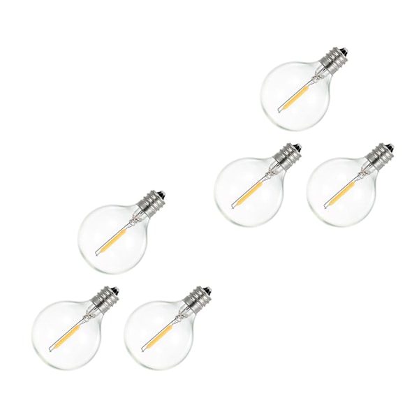 6 stk. G40 LED udskiftningslamper, E12 spiralbase splinterfri LED kuglelamper til solstreng
