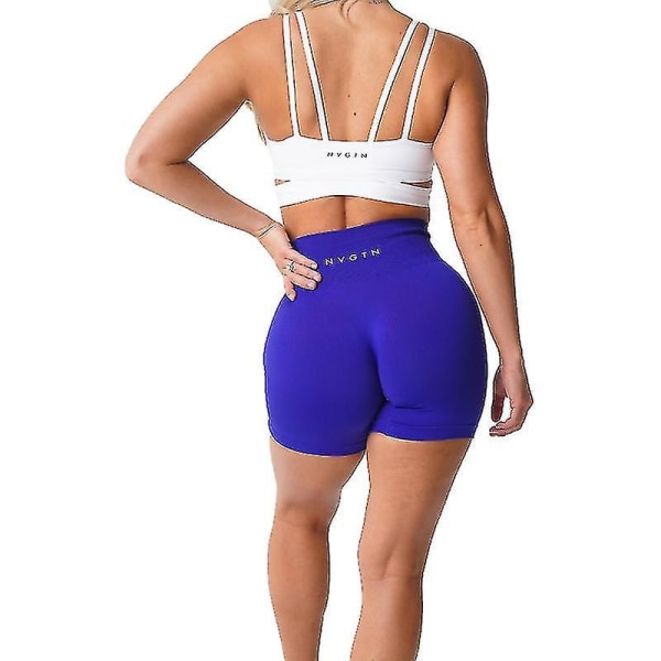 Nvgtn Spandex Solid Seamless Shorts Kvinnor Mjuk träningstights Fitness Outfits Yogabyxor Gym Wear Cobalt