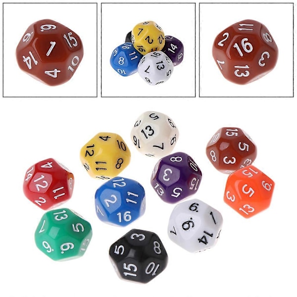 10 kpl 16-sivuista noppaa D16 Polyhedral-noppaa pöytäpeleihin Multi