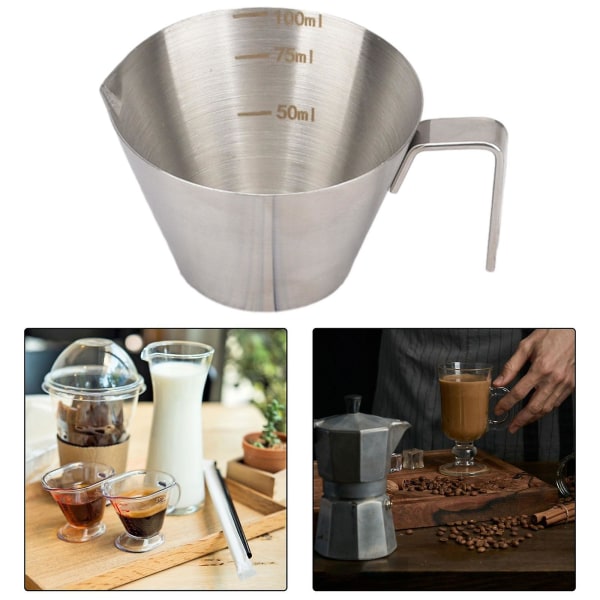 Espresso Hällkopp Espresso Mätkopp Te Enkelt Utlopp Rostfritt Stål Kaffe Mätkopp Restaurang Mjölkkanna Kopp argent