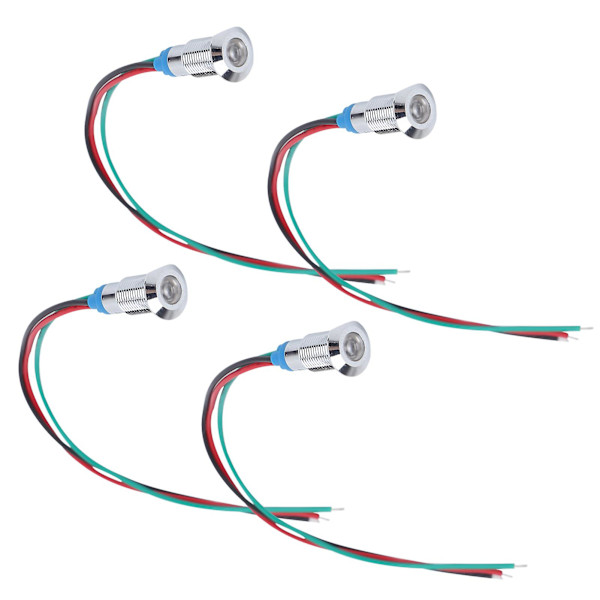 220V 8mm Vattentät Metall LED Indikatorlampa Signal 2Färg Gemensam Anod (Röd Grön) - Set om 4