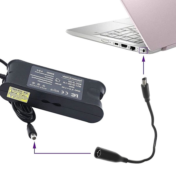 Strømadapter til Dell 7,4 mm 4,5 mm AC-oplader, US-konverter