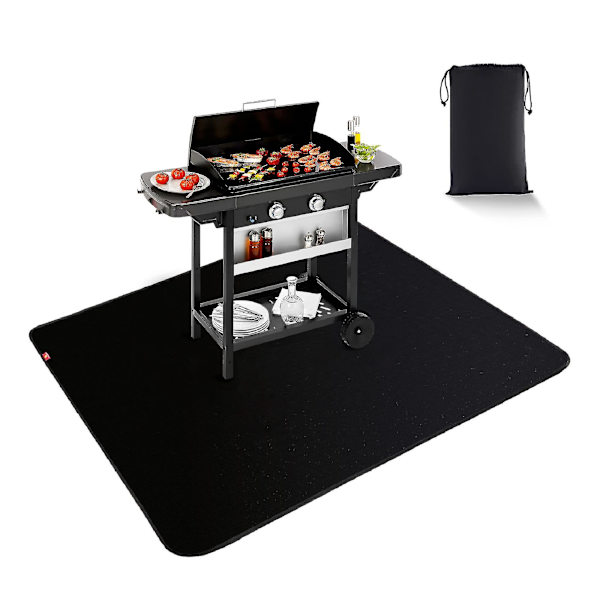 Brannsikker Matte for Peis Svart Gulvbeskytter Teppe for Utested BBQ Grill RøykerBY